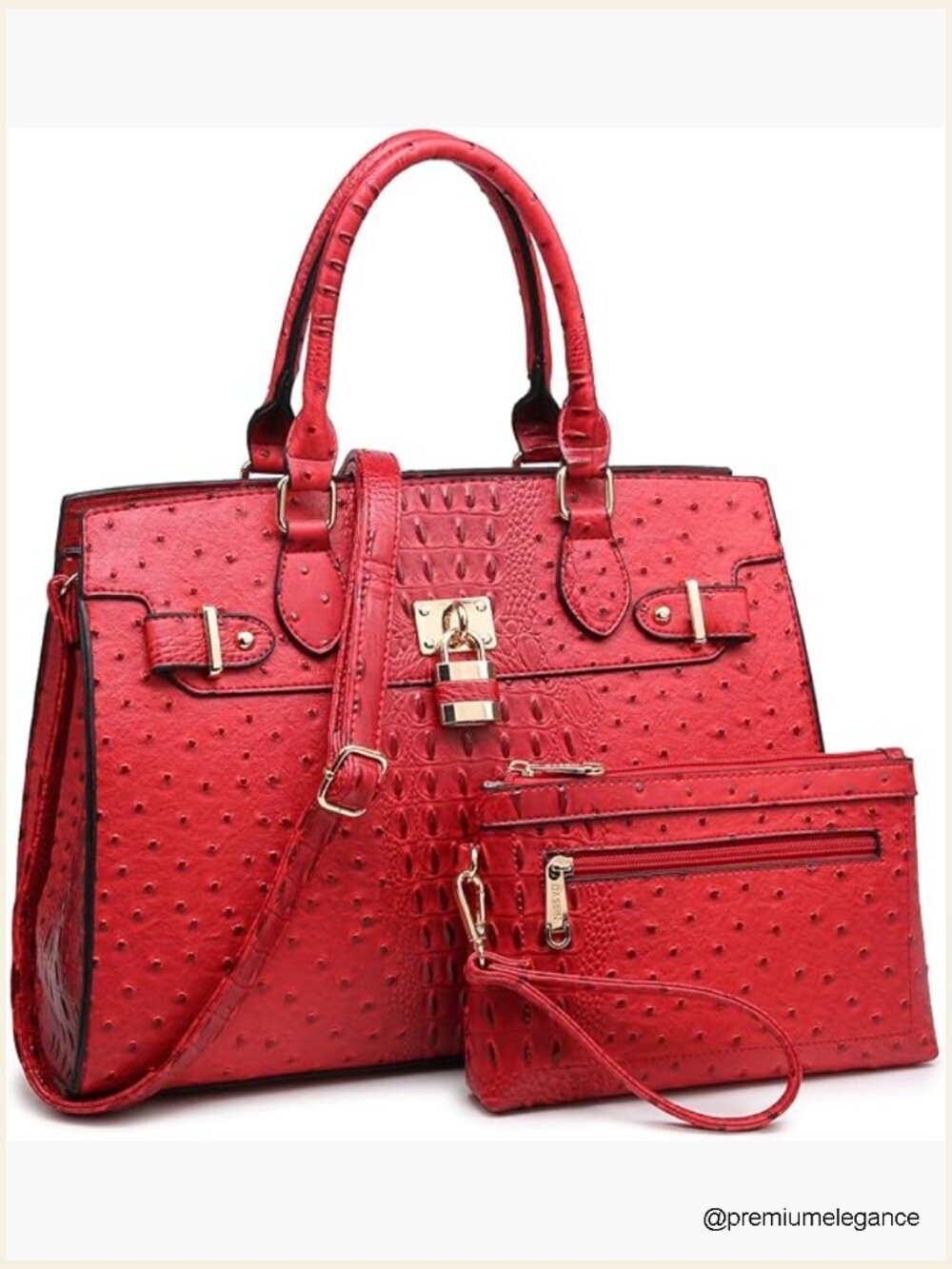 Vegan Leather Satchel Tote Handbag Set with Wallet Work Bag